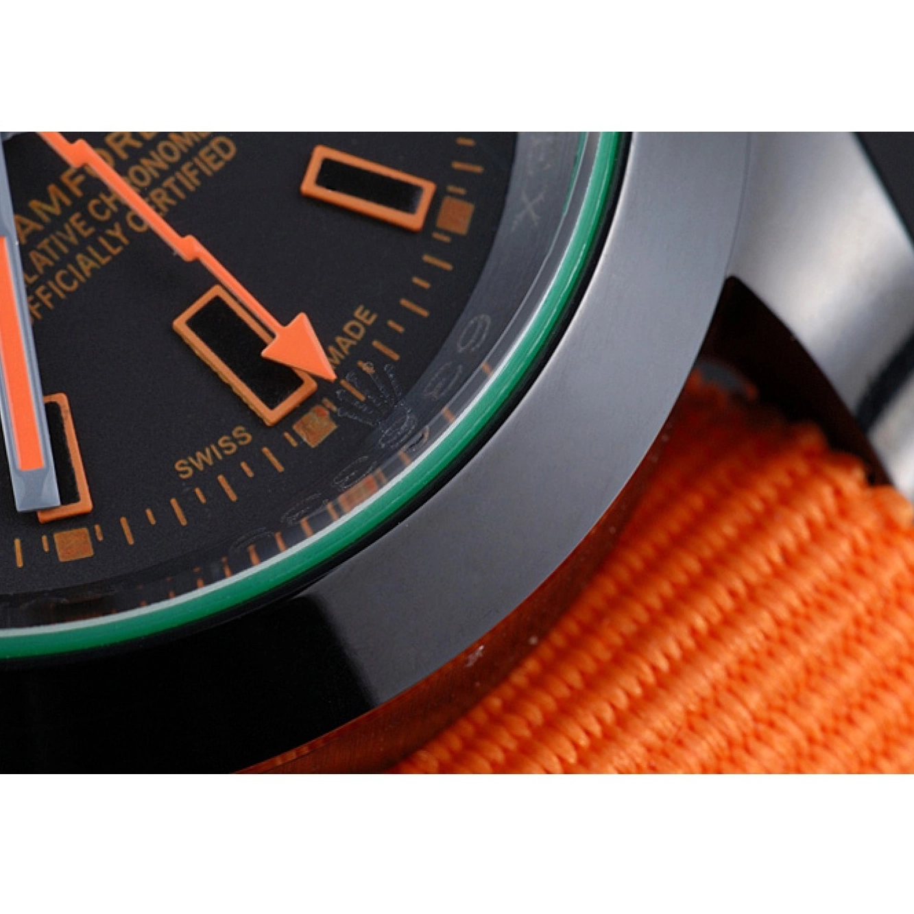 Aaa replica watch Milgauss Strap Rolex Bamford Orange Nylon 622003 0514